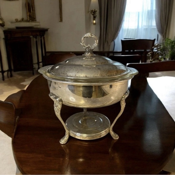 Vintage Silver-Plated Chafing Dish Made By Sheridan Silver Co - Picture 1 of 14